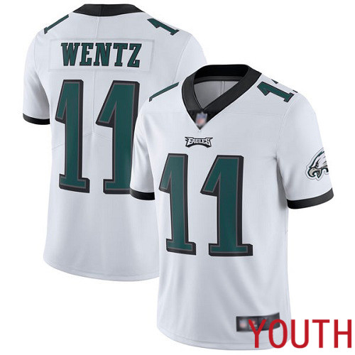 Youth Philadelphia Eagles #11 Carson Wentz White Vapor Untouchable NFL Jersey Limited Player Football->youth nfl jersey->Youth Jersey